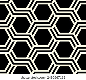 Repeating Geometric shapes pattern. Hexagon lines Seamless patterns of Artistic design vector.