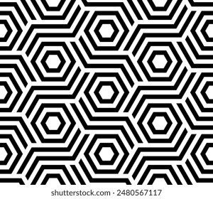 Repeating Geometric shapes pattern. Hexagon lines Seamless patterns of Artistic design vector.