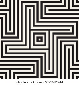 Repeating Geometric Stripes Tiling. Ornamental Stylish Texture. Vector Seamless Monochrome Pattern