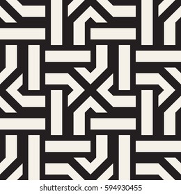 Repeating Geometric Stripes Tiling. Ornamental Stylish Texture. Vector Seamless Monochrome Pattern