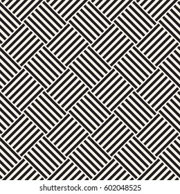 Repeating Geometric Stripes Tiling. Ornamental Stylish Texture. Vector Seamless Monochrome Pattern