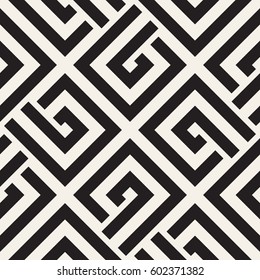 Repeating Geometric Stripes Tiling. Ornamental Stylish Texture. Vector Seamless Monochrome Pattern