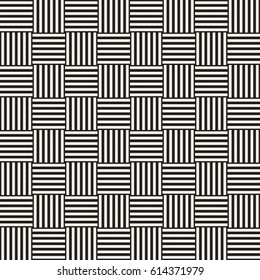 Repeating Geometric Stripes Tiling. Vector Seamless Monochrome Pattern