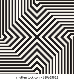 Repeating Geometric Stripes Tiling. Vector Seamless Monochrome Pattern