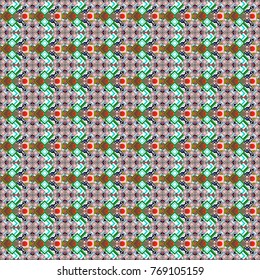 Repeating geometric tile pattern. Vector seamless pattern. Modern stylish texture with white, green and brown tiles. Simple graphic design. Trendy hipster geometry.