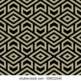Repeating geometric tiles with rhombuses, lines. Modern stylish texture. A seamless vector background. Black texture.