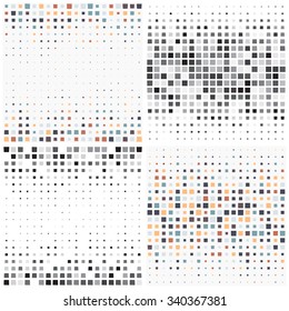Repeating geometric tiles from  squares. Set of four vector illustration.