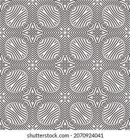 Wiederholt geometrische Fliesen aus gestreiften Elementen.Moderner geometrischer Hintergrund mit abstrakten Formen.Monochromatische Wiederholung Muster.abstrakte Textur.Schwarz-Weiß gestreifte Ornamente für Design.