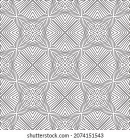 Wiederholt geometrische Fliesen aus gestreiften Elementen.Moderner geometrischer Hintergrund mit abstrakten Formen.Monochromatische Wiederholung Muster.abstrakte Textur.Schwarz-Weiß gestreifte Ornamente für Design.