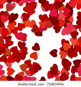 Repeating geometrical heart pattern background - vector illustration from rotated red hearts with shadow effect