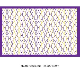 Repeating graphic pattern in alternating yellow and purple lines. arranged diagonally Create a feeling of movement and balance. in your design