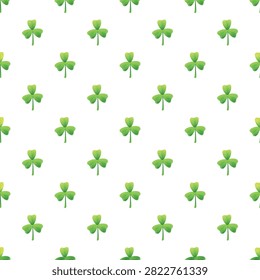 Repeating green shamrock pattern covering a white background, symbolizing saint patrick's day