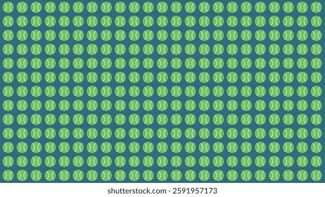 Repeating green tennis ball pattern on a dark background, creating a sporty and dynamic design.
