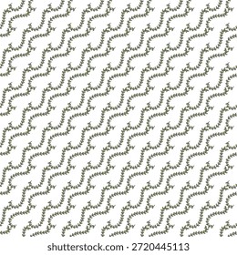 A repeating green vine motif with small leaves on curved stems creates a natural, decorative background perfect for invitations, packaging, textiles, and digital graphics.
