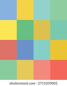 Una cuadrícula repetitiva de cuadrados coloridos que crean un patrón abstracto geométrico. Formato de Vector escalable adecuado para medios impresos y digitales.