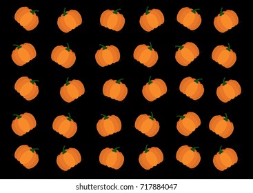 repeating Halloween pumpkin illustration on black background.