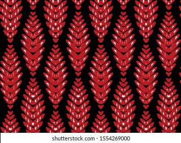 Repeating Hand Drawn Abstract Fish Bone Arrow Geometric Tribal Shapes Vector Pattern Isolated Background