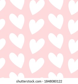 
Repeating hand-drawn hearts. Cute seamless pattern for Valentine's Day. Endless romantic imprint. Vector illustration.