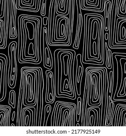 A repeating hand-drawn pattern of imitation wooden vertical boards on a black square background. Vector illustration for printing on paper, fabric, packaging, wallpaper.