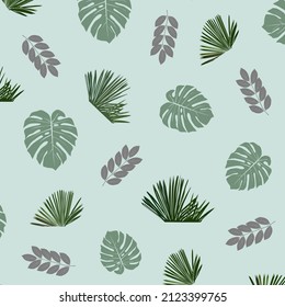 Repitiendo el fondo hawaiano con las hojas de Monstera en color verde. Ilustración vectorial 