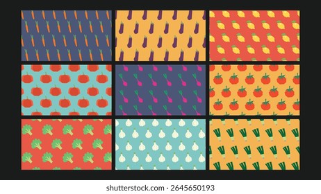 Repeating illustration of orange carrots on a dark blue background, ideal for farm-themed projects, kitchen decor, or healthy food visuals.