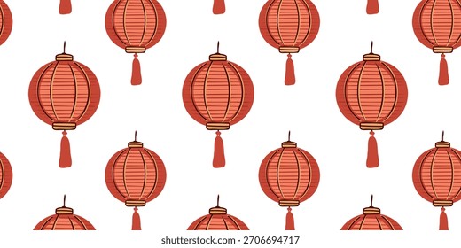Ilustración repetitiva de faroles chinos rojos