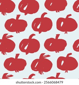 A repeating ink drawing of apples in a freehand, childlike design. The seamless texture creates a playful and artistic background for various creative applications.
