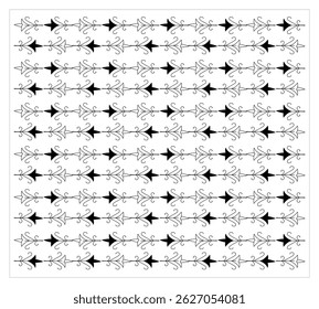 A repeating, intricate black and white pattern of decorative borders.