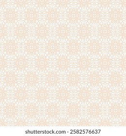 repeating intricate floral design in a peach tone. Delicate lace Seamless pattern for textile, linen, dress, silk scarf. Ornate traditional beige backdrop.