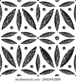 repeating lanceolate shapes from striped elements grunge texture. Vector seamless pattern.