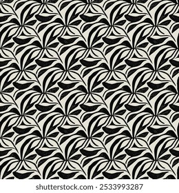 repeating leaf motif using black and white colors