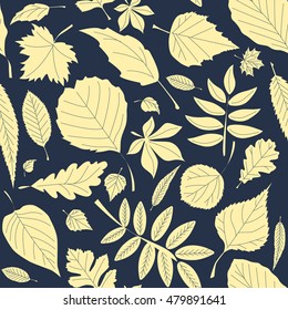 Repeating leaves seamless pattern. 