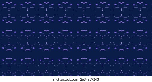 Repeating minimal line art pattern in soft violet tones on a dark navy background.