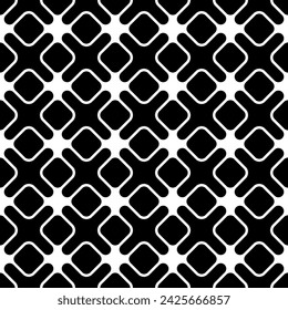 Repetición monocromo redondeado cuadriculado patrones de fondo. Vector de patrón de arte de línea sin costura.