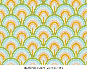 Repeating ocean fish squama vector seamless ornament. Fairytale snakeskin texture. Clothing sea fish scale motif. Artistic animal squama background. Asian traditional print.