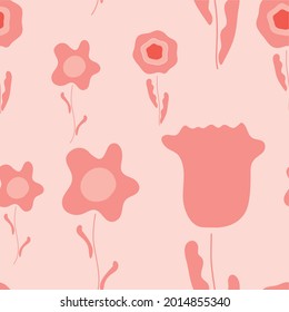 repeating ornament of different flowers on a pink background. pattern for fabric, textile, clothing