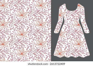 repeating ornamental flower pattern for seamless women fashion textile used in fabric printing and apparel design

