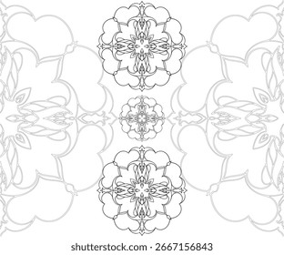 Wiederholte ornamentale Mandala nahtlosen Hintergrund. Elegante Linienkunst für Verpackungen, Tapeten und Luxusmarken. Nahtloser Mandala-Hintergrund, dekorative florale Tapete