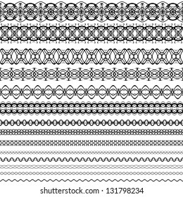 Repeating Ornate Ornaments. Set Of Borders