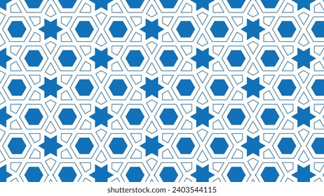 Repeating Pattern of Abstract Colorful Star and Hexagon Vector Background