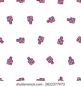 A repeating pattern of abstract geometric shapes with a purple and pink striped texture on a white background.