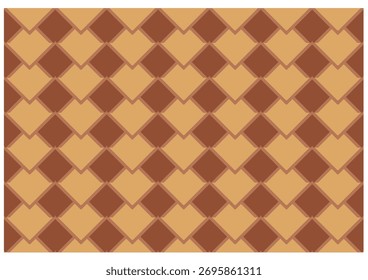 A repeating pattern of alternating brown and tan squares, arranged in a diagonal, tiled design.