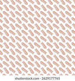Repeating pattern of artistic orange leaves arranged diagonally on a white background, ideal for textile designs, wallpapers, or print materials,