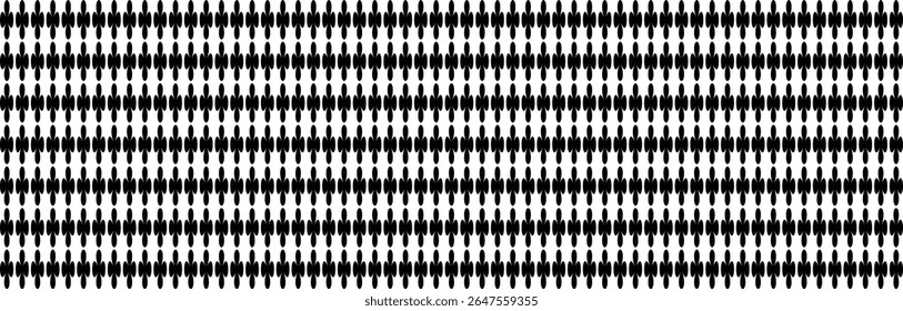 A repeating pattern of black clover shapes against a white background. 