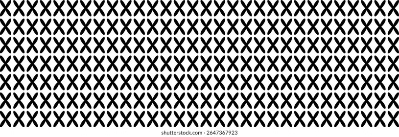 A repeating pattern of black cross shapes on a white background. The crosses are arranged in a grid with consistent spacing between them.