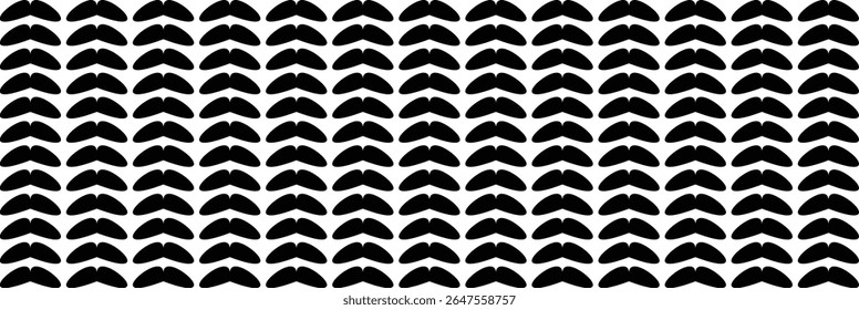A repeating pattern of black mustaches on a white background.