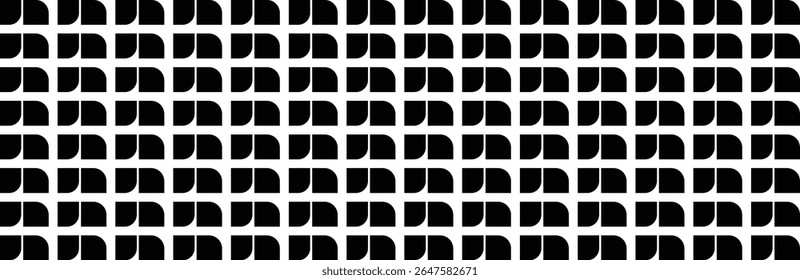 Um padrão de repetição de formas pretas com cantos arredondados em um plano de fundo branco.