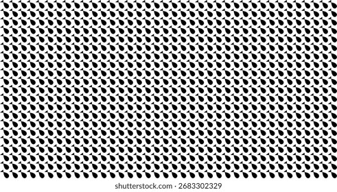 A repeating pattern of black teardrop shapes creates a textured design, filling the entire frame.