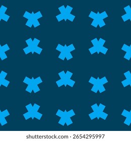 A repeating pattern of blue elements is arranged on a dark blue background, creating a geometric design. The consistent spacing and color contrast give the pattern a sense of uniformity and rhythm.