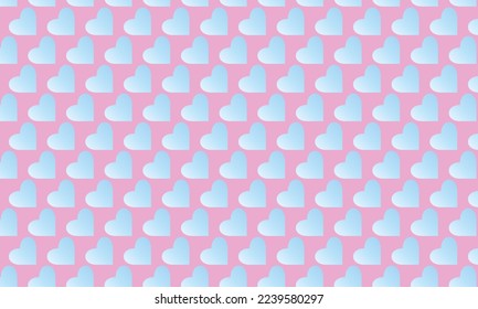 Repeating pattern of blue hearts on a pink background